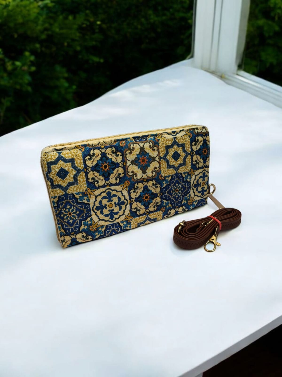 The Tussar Wallet cum Sling - with Mobile Pouch