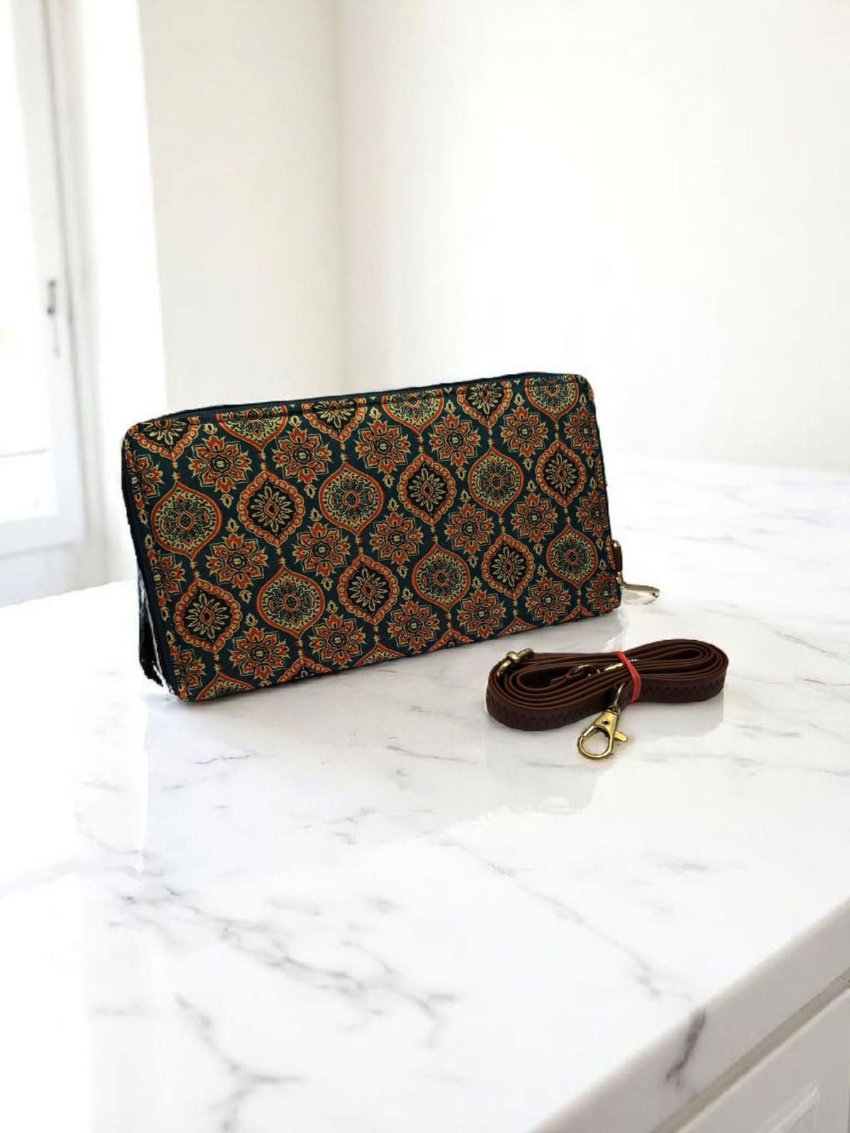 The Tussar Wallet cum Sling - with Mobile Pouch