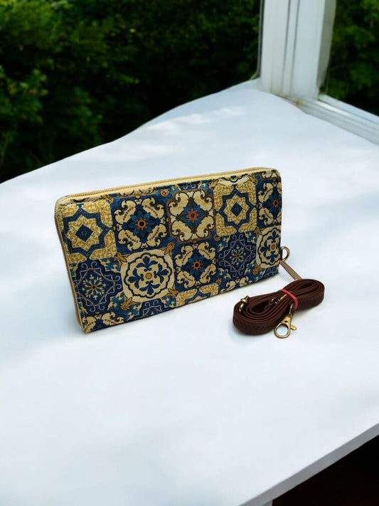 The Tussar Wallet cum Sling - with Mobile Pouch