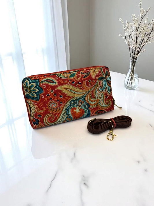 The Tussar Wallet cum Sling - with Mobile Pouch