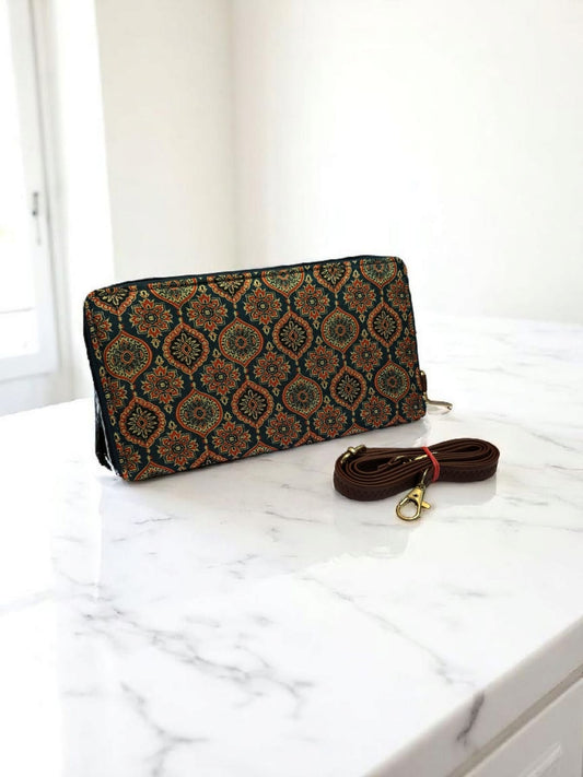 The Tussar Wallet cum Sling - with Mobile Pouch