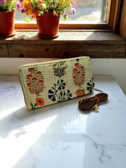 The Tussar Wallet cum Sling - with Mobile Pouch