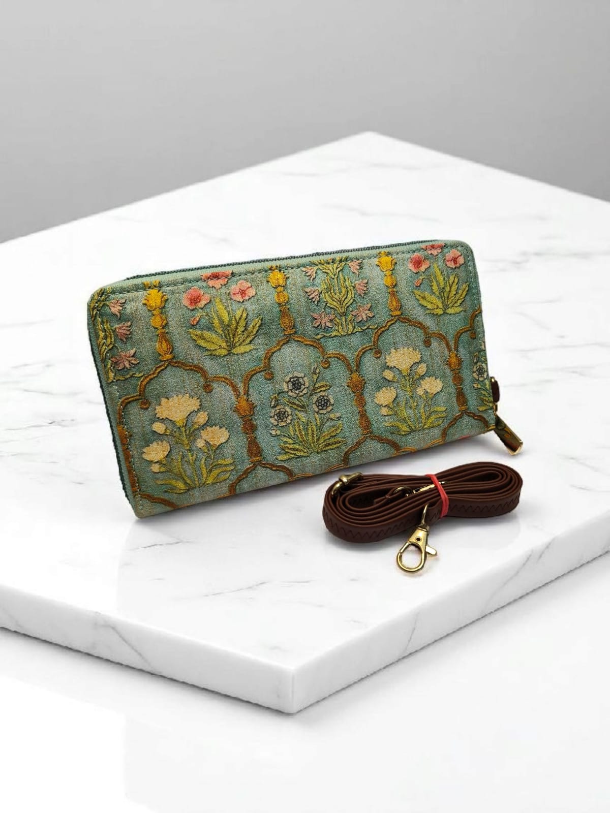 The Tussar Wallet cum Sling - with Mobile Pouch