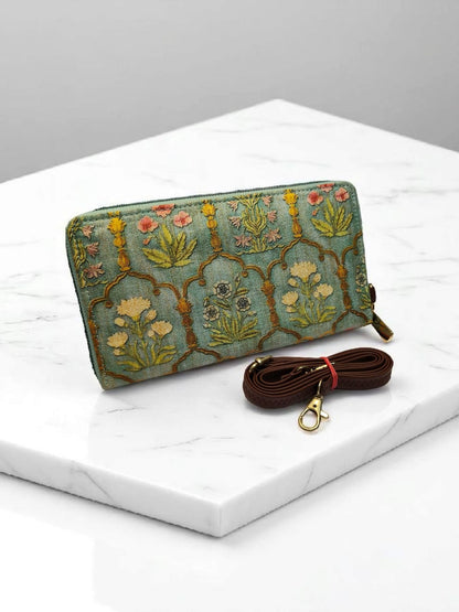 The Tussar Wallet cum Sling - with Mobile Pouch