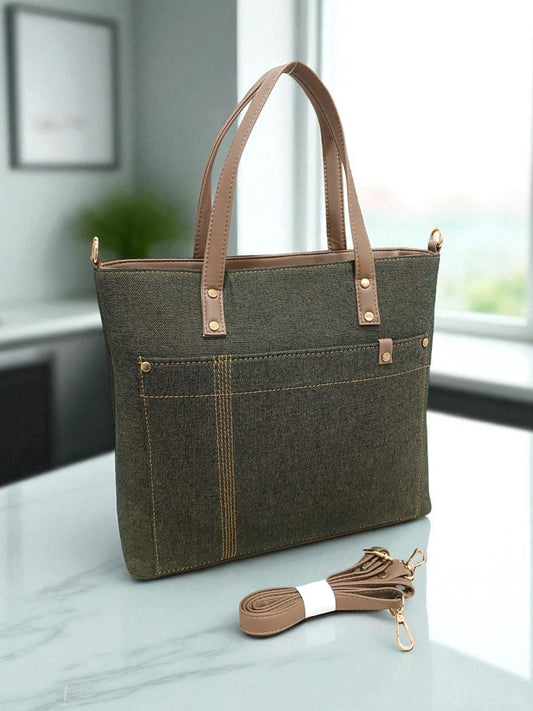 The Denim Handbag -  Brown