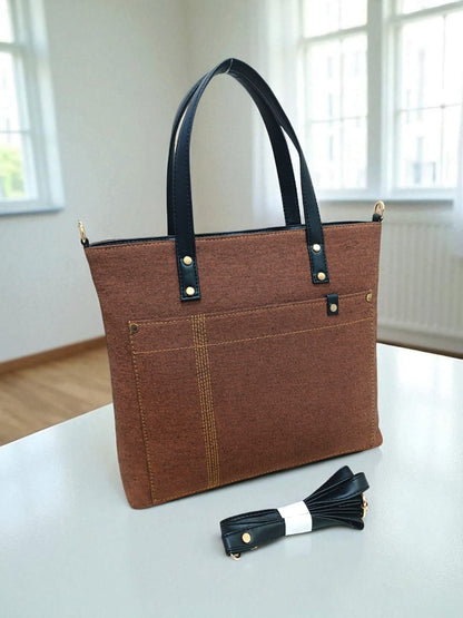 The Denim Handbag - Light Brown