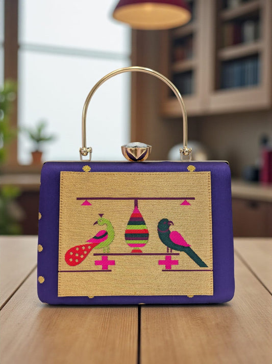 The MorPaakhi Clutch (Ink Blue)