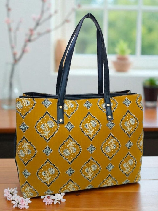 The 3 Pocket Printed Tote - Cotton