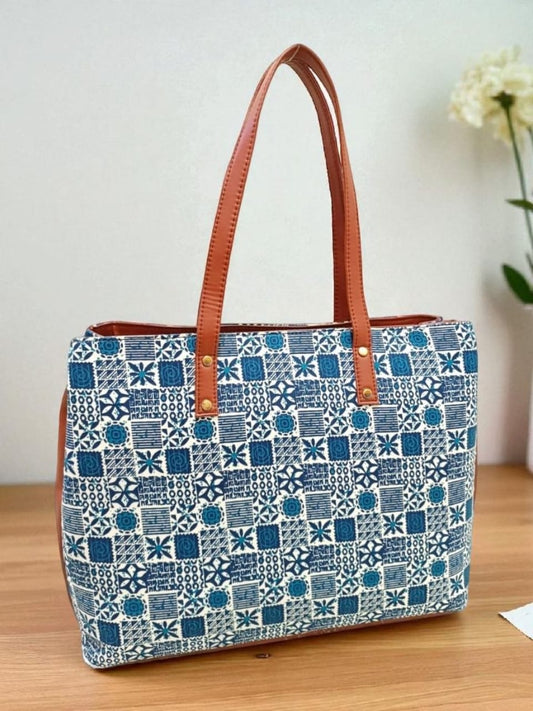 The 3 Pocket Printed Tote - Cotton