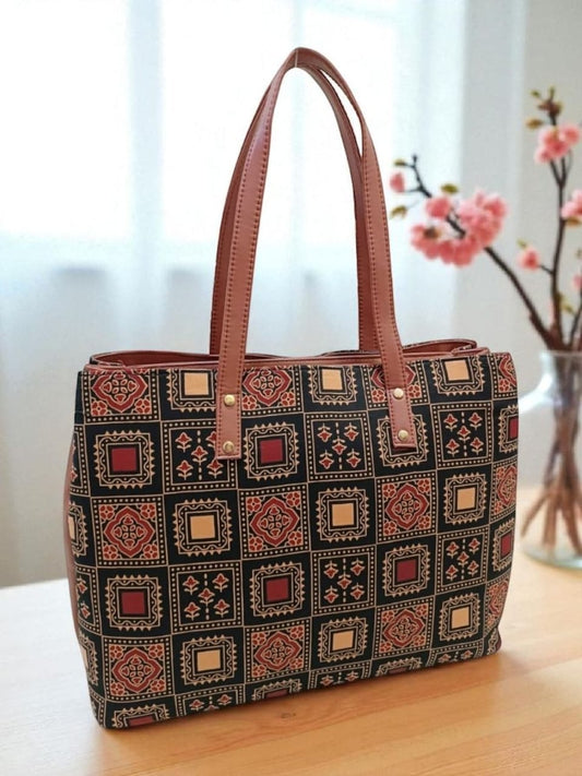 The 3 Pocket Printed Tote - Cotton