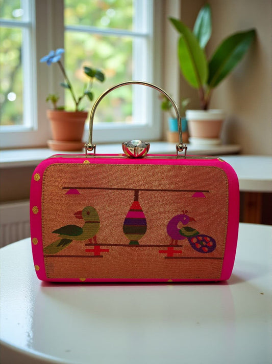 The MorPaakhi Clutch - Design 02 (Pinkish)