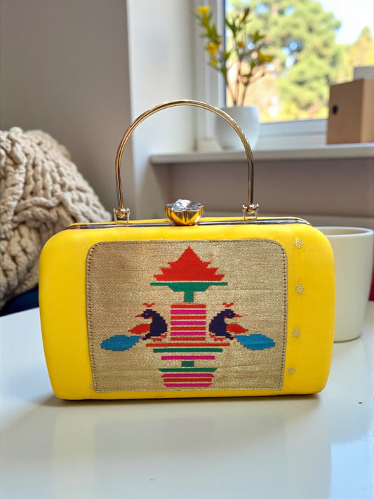 The MorPaakhi Clutch - Design 02 (Bright Yellow)