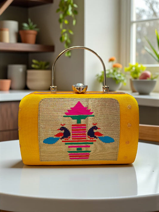 The MorPaakhi Clutch - Design 02 (Darker Yellow)
