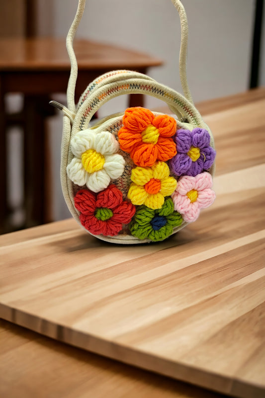 Crochet Floral Sling ( Handle+Zip) Multi
