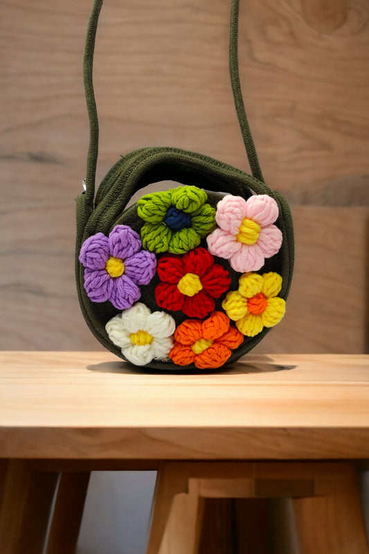 Crochet Floral Sling ( Handle+Zip)