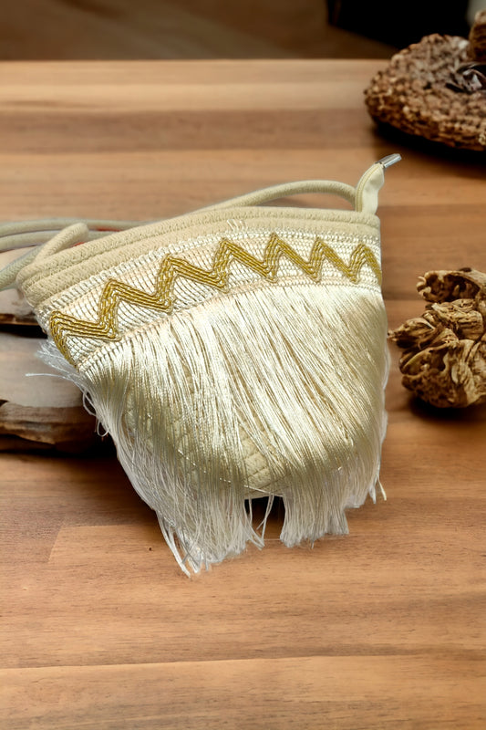 Crochet Tassle Sling Creamish