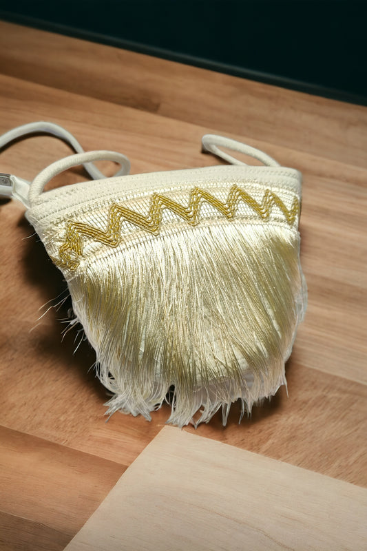 Crochet Tassle Sling- Pure White