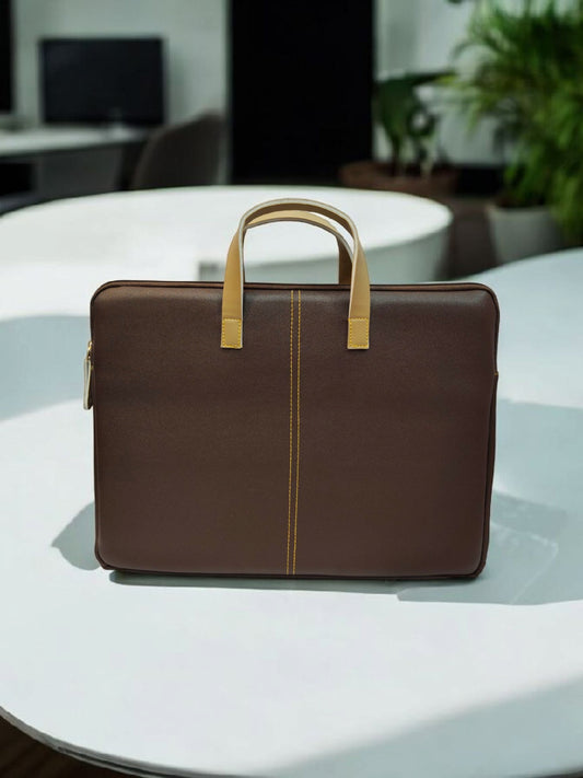 The Unisex Laptop Bags - Beige Handles