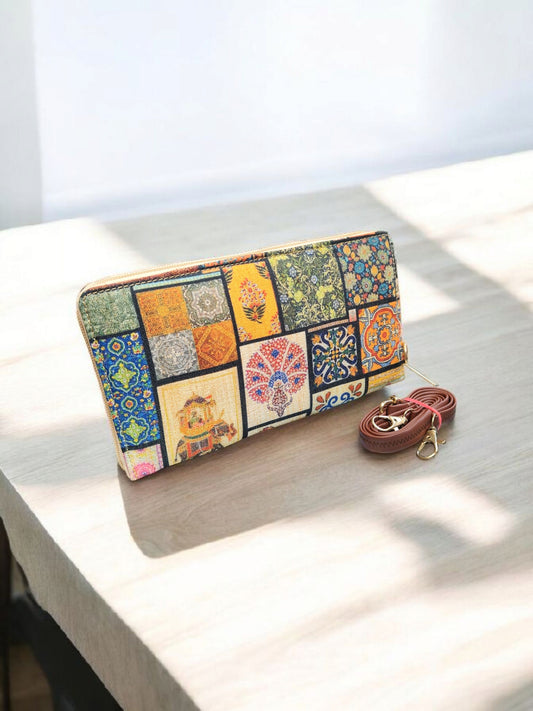 The Tussar Wallet cum Sling - with Mobile Pouch